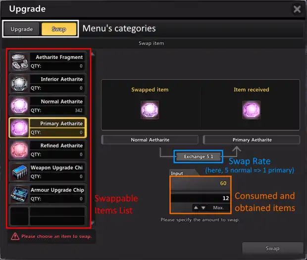 swap tab details