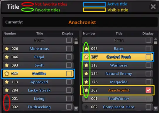 titles menu